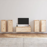 TV Cabinets 5 pcs Solid Wood Pine