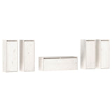 TV Cabinets 5 pcs White Solid Wood Pine - Front View