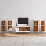 TV Cabinets 5 pcs White Solid Wood Pine - Side View