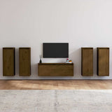 5 Piece TV Cabinet Set Honey Brown Solid Wood Pine