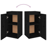 5 Piece TV Cabinet Set Black Solid Wood Pine - Low Angle