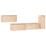 4 Piece TV Cabinet Set Solid Wood Pine