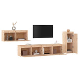 4 Piece TV Cabinet Set Solid Wood Pine