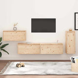 4 Piece TV Cabinet Set Solid Wood Pine