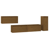 TV Cabinets 4 pcs Honey Brown Solid Wood Pine