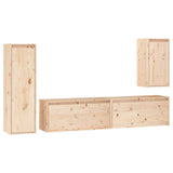 4 Piece TV Cabinet Set Solid Wood Pine - Front View