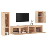 4 Piece TV Cabinet Set Solid Wood Pine - Top-Down View