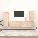 4 Piece TV Cabinet Set Solid Wood Pine