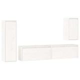 TV Cabinets 4 pcs White Solid Wood Pine