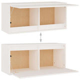 TV Cabinets 4 pcs White Solid Wood Pine - Rear View