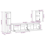 TV Cabinets 4 pcs White Solid Wood Pine