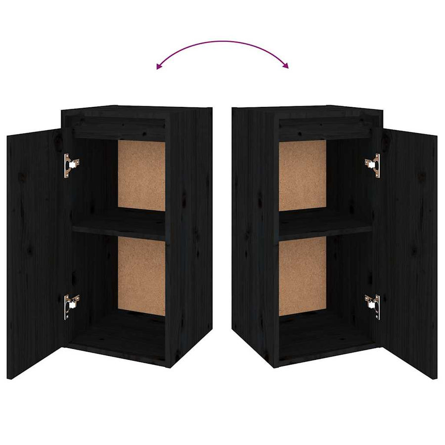 4 Piece TV Cabinet Set Black Solid Wood Pine