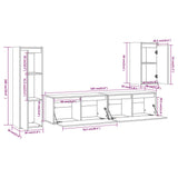TV Cabinets 4 pcs Black Solid Wood Pine