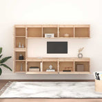 6 Piece TV Cabinet Set Solid Wood Pine