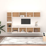 TV Cabinets 6 pcs White Solid Wood Pine - Side View