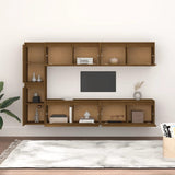 TV Cabinets 6 pcs Honey Brown Solid Wood Pine - Side View