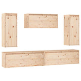 5 Piece TV Cabinet Set Solid Wood Pine - Front View