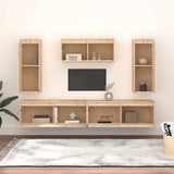 5 Piece TV Cabinet Set Solid Wood Pine