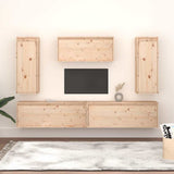 5 Piece TV Cabinet Set Solid Wood Pine