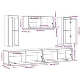 5 Piece TV Cabinet Set Black Solid Wood Pine - Extra Image