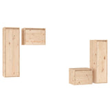 TV Cabinets 4 pcs Solid Wood Pine - Front View