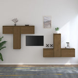 TV Cabinets 6 pcs Honey Brown Solid Wood Pine