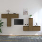 6 Piece TV Cabinet Set Honey Brown Solid Wood Pine