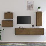TV Cabinets 5 pcs Honey Brown Solid Wood Pine