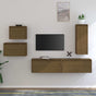 5 Piece TV Cabinet Set Honey Brown Solid Wood Pine