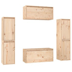 6 Piece TV Cabinet Set Solid Wood Pine
