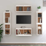 TV Cabinets 6 pcs White Solid Wood Pine - Side View