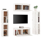TV Cabinets 6 pcs White Solid Wood Pine - Top-Down View