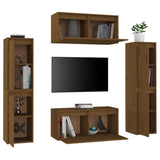TV Cabinets 6 pcs Honey Brown Solid Wood Pine