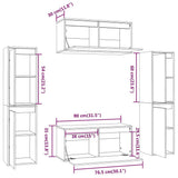 6 Piece TV Cabinet Set Black Solid Wood Pine - Extra Image