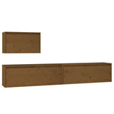 TV Cabinets 3 pcs Honey Brown Solid Wood Pine - Front View