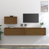 TV Cabinets 3 pcs Honey Brown Solid Wood Pine