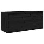 4 Piece TV Cabinet Set Black Solid Wood Pine