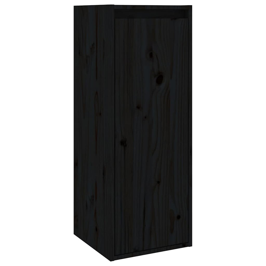 4 Piece TV Cabinet Set Black Solid Wood Pine
