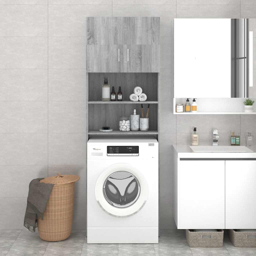 Washing Machine Cabinet Grey Sonoma 64x25.5x190 cm