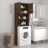 Washing Machine Cabinet Brown Oak 64x25.5x190 cm - Rear View