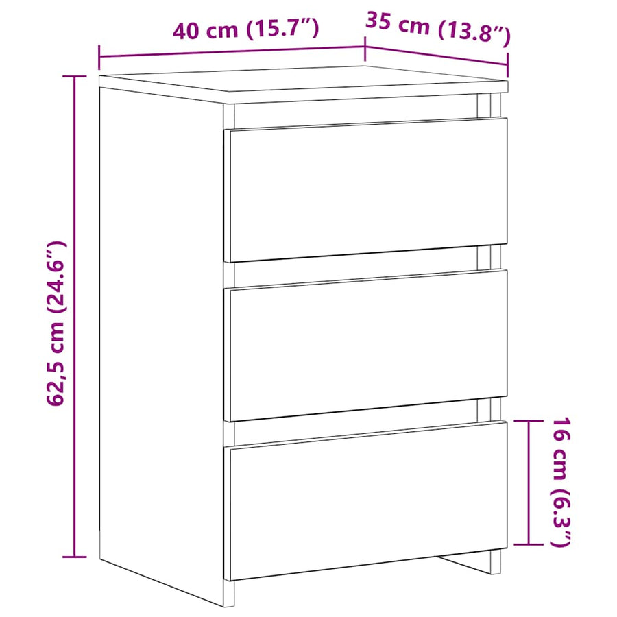 Bed Cabinets 2 pcs Grey Sonoma 40x35x62,5 cm Engineered Wood