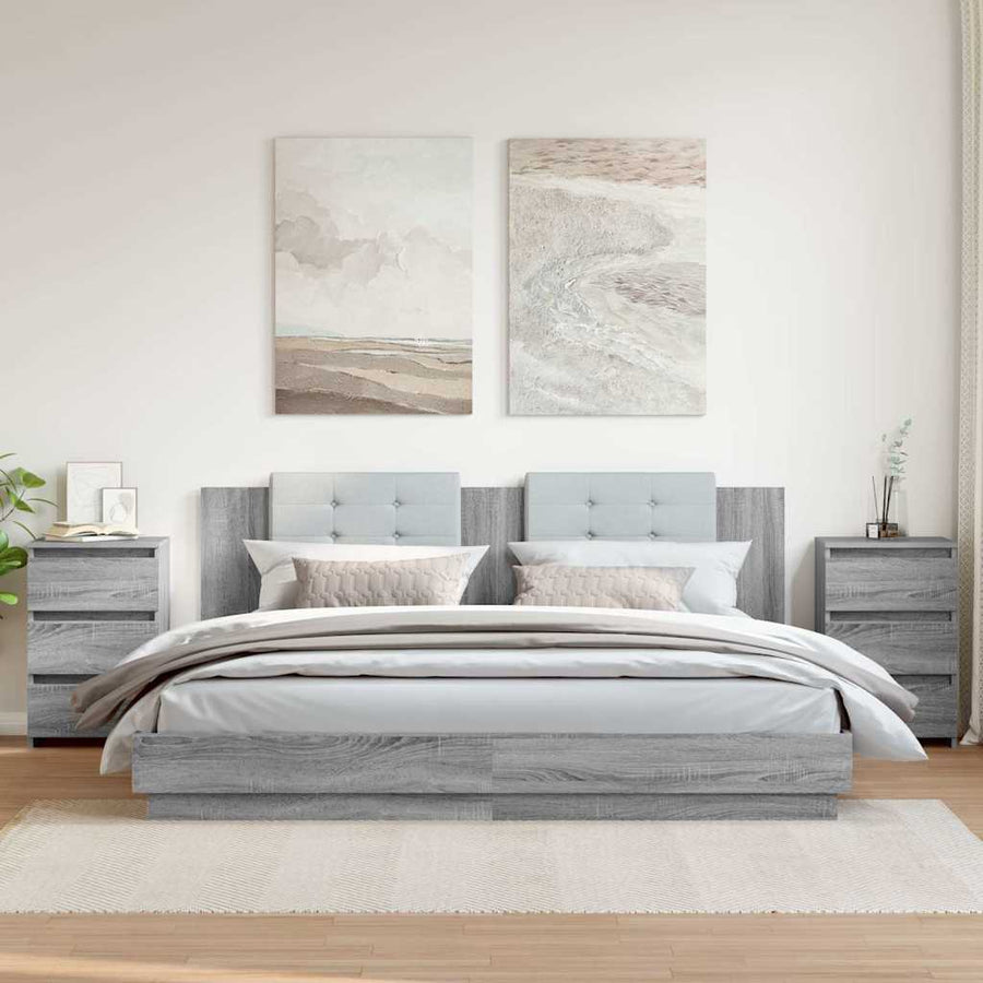 Bed Cabinets 2 pcs Grey Sonoma 40x35x62,5 cm Engineered Wood