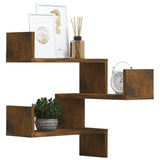 Wall Corner Shelves 2 pcs Smoked Oak 40x40x50 cm Engineered Wood - Close-Up Angle