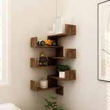 Wall Corner Shelves 2 pcs Smoked Oak 40x40x50 cm Engineered Wood - Low Angle
