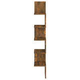 Wall Corner Shelf Smoked Oak 20x20x127.5 cm Engineered Wood - Side View