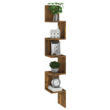 Wall Corner Shelf Smoked Oak 20x20x127.5 cm Engineered Wood - 45-Degree Angle