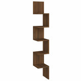 Wall Corner Shelf Brown Oak 20x20x127.5 cm Engineered Wood - Front View