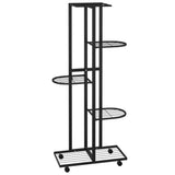 5-Floor Flower Stand with Wheels 44x23x100 cm Black Iron - Front View