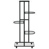 5-Floor Flower Stand with Wheels 44x23x100 cm Black Iron