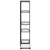 5-Floor Flower Stand with Wheels 44x23x100 cm Black Iron - Top-Down View